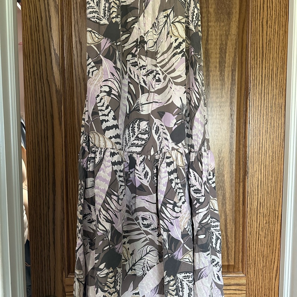 Chic Leaf Print Maxi Skirt